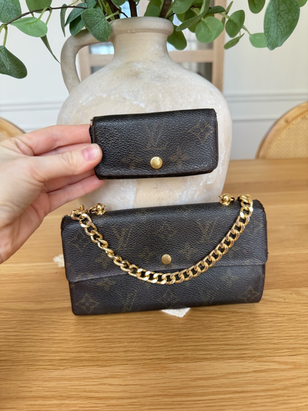✅AUTH✅SET OF LOUIS VUITTON WALLET ON A CHAIN+KEYHOLDER - Picture 16 of 16